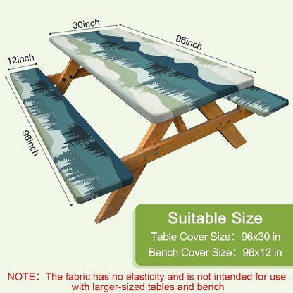 Picnic Table Cover with Bench Covers Camping Tablecloth with Storage Bag Windproof Waterproof Picnic Table Covers