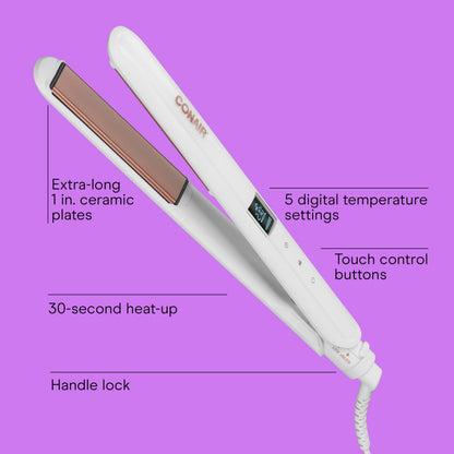 Conair Double Ceramic Flat Iron, 1 1/2-inch Wet-to-Dry Hair Straightener