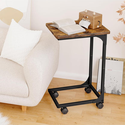 Fixwal TV Tray, C Table, C Shaped Side Table with Wheels for Couch, Coffee Tables for Living Room Sofa End Table