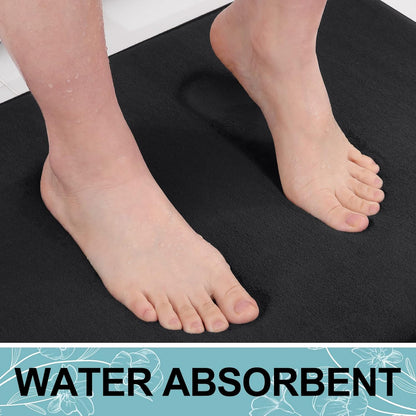 Smiry Memory Foam Bath Mat - Extra Soft, Absorbent, Non-Slip Bathroom Carpet | 30x20, Black