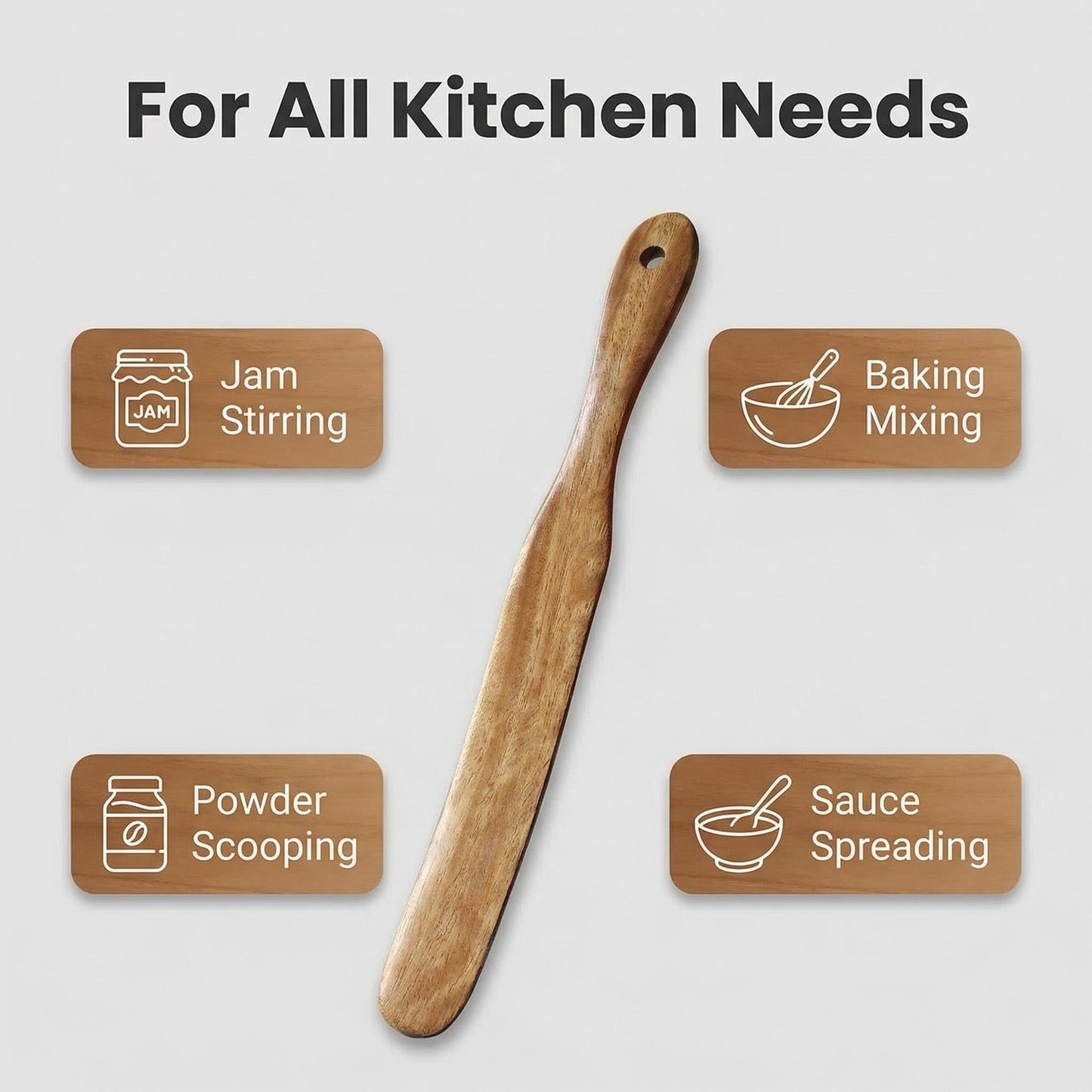 AOOSY Skinny Spurtle,11" Acacia Wood Spatula for Sourdough, Mixing