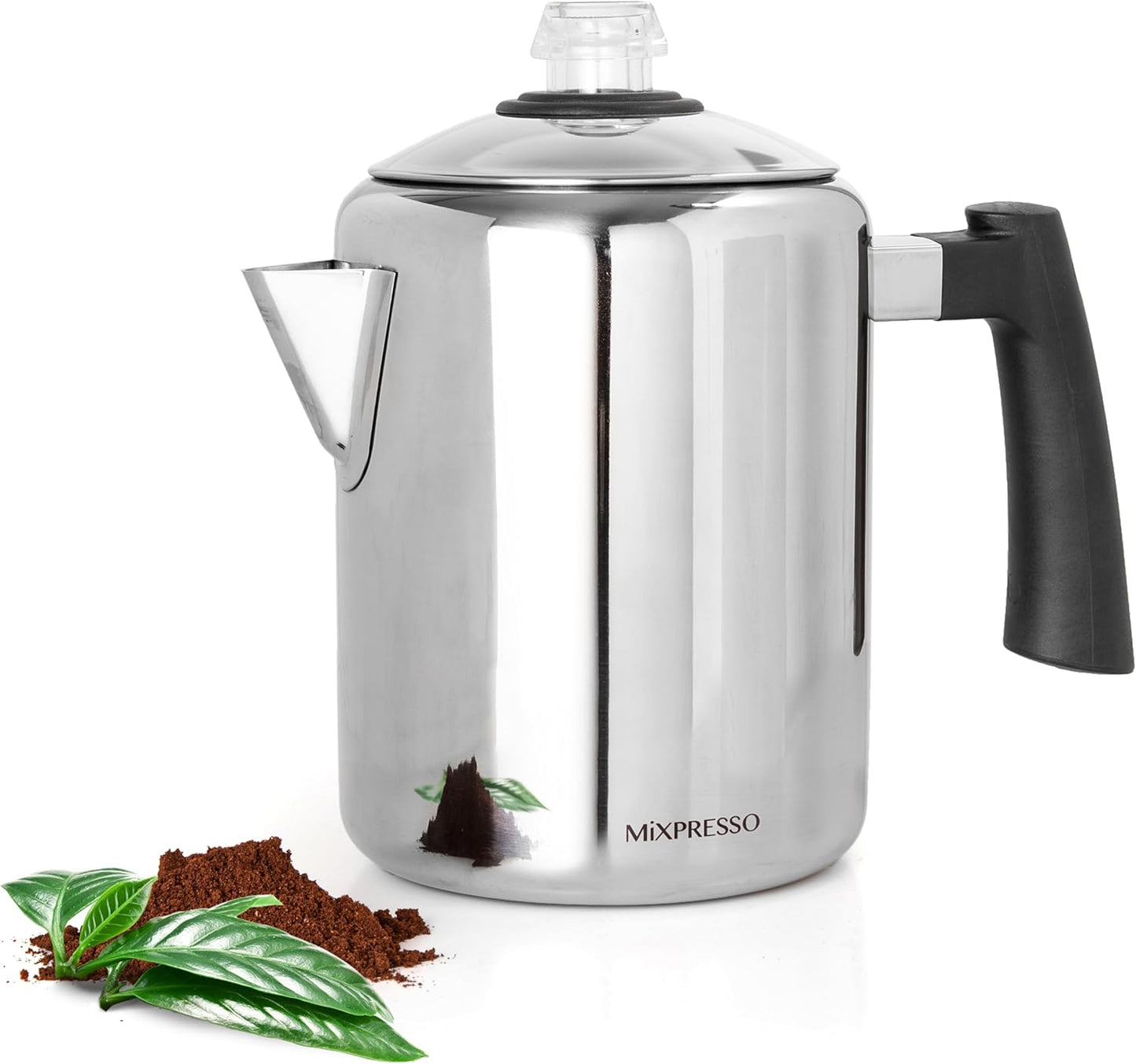 Mixpresso Stainless Steel Coffee Percolator, Stovetop Coffee Pot, 37oz, Excellent for Camping Coffee
