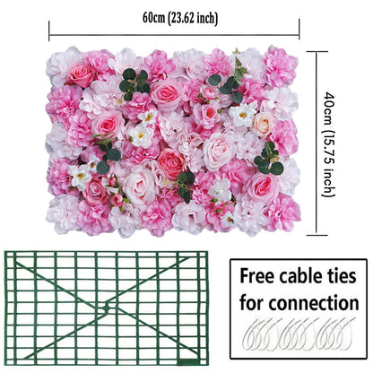 JIIPOREGJ Flower Wall Backdrop 40 * 60Cm,Artificial Floral Wall Panel,for Wedding Celebrations Party Birthday Backdrops and Home Decoration,10pcs