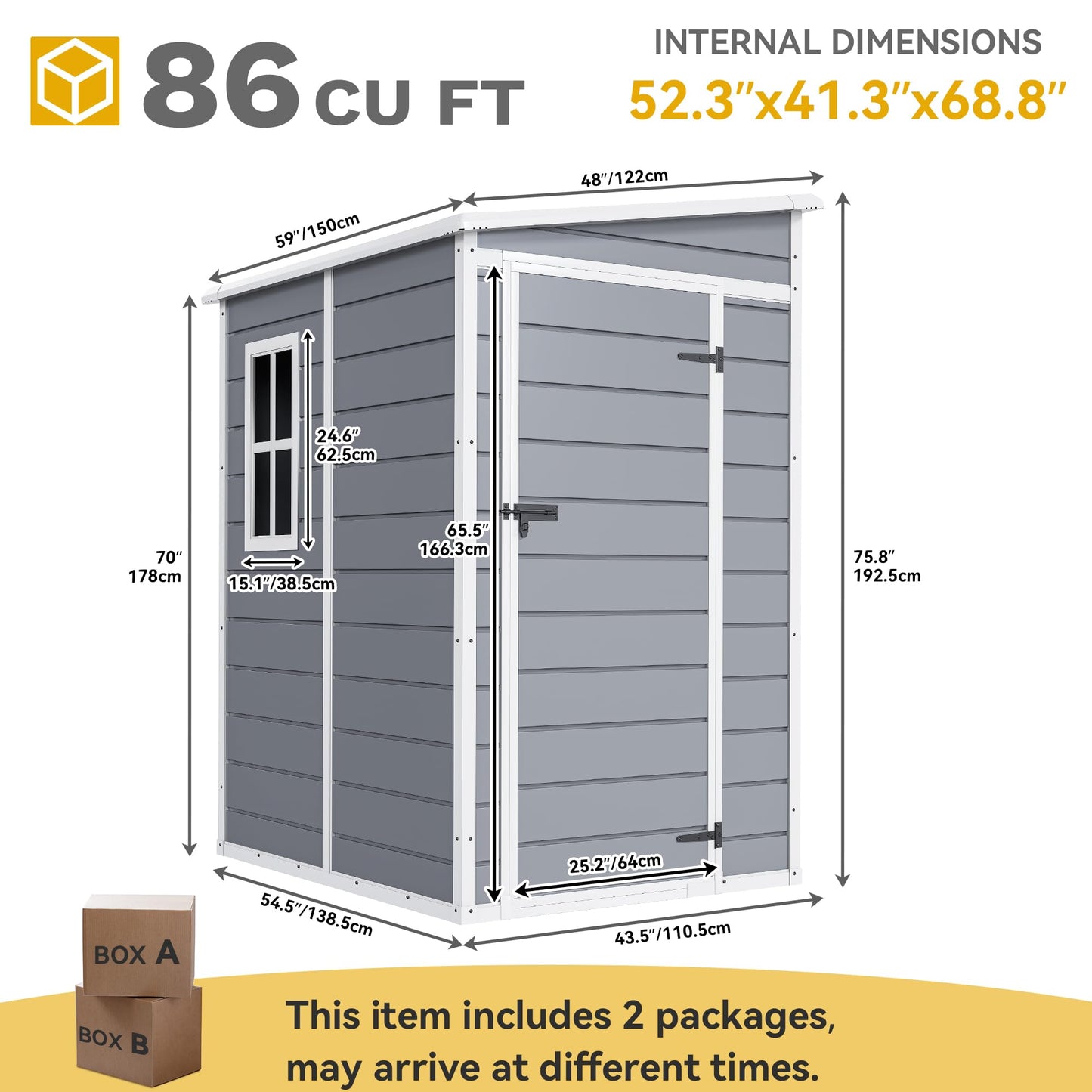 DWVO 5x4 FT Outdoor Storage Shed with Floor, All-Weather Resin Storage Shed with Lockable Door & Window, Waterproof Plastic Tool Storage for Garden, Backyard, Patio, Lawn, Gray