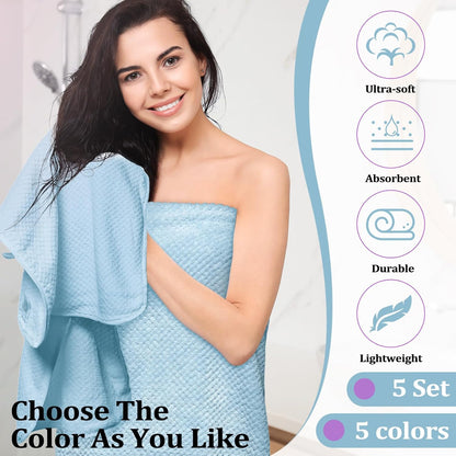 12 4 Sets Set Hotel(4 Preboun Pcs Bath Towels and Washcloths Microfiber Bathroom Beach Pool Towel Quick Dry Coral