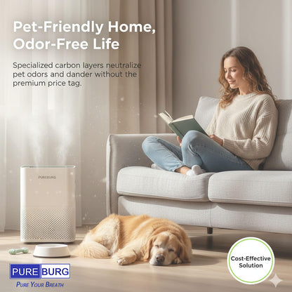 PUREBURG Replacement Filter Compatible with Happi KJ80 My Happi Air Purifier, H13 True HEPA and Activated Carbon Multi-Layer Filtration, Pack of 2