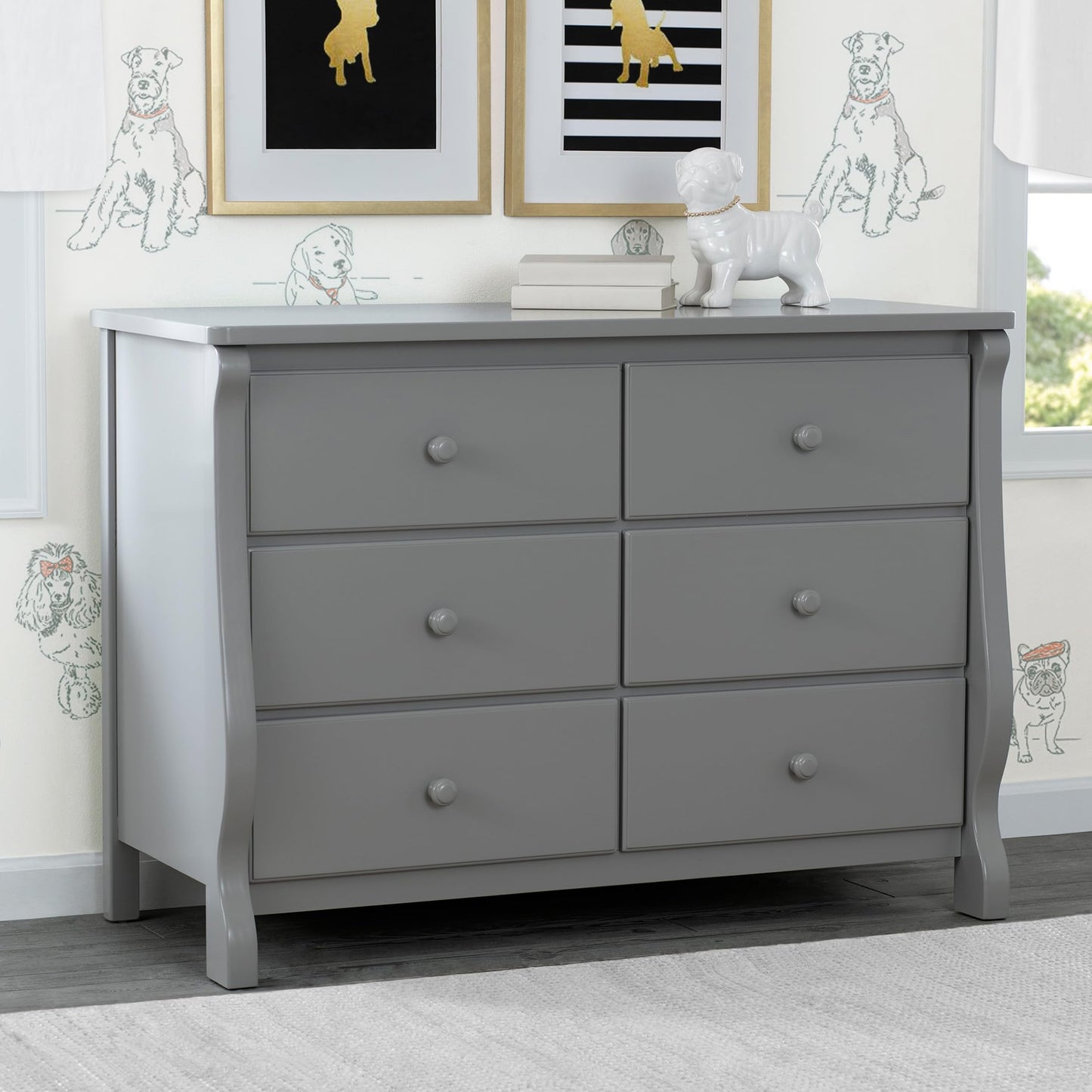 Delta Children Universal 6 Drawer Dresser with Interlocking Drawers - Greenguard Gold Certified, Grey
