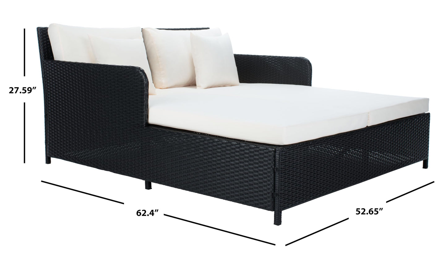 Safavieh PAT7500A Outdoor Collection Cadeo Black and White Cushion Daybed