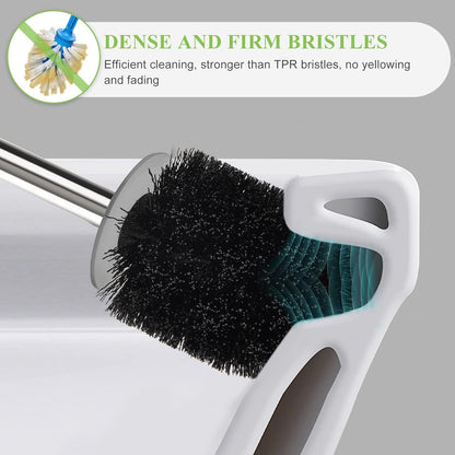 AONEZ Set, 3 Pack Toilet Brush and Holder with Stainless Steel Handle Toilet Bowl Brush, Compact Toilet Scrubber Brush