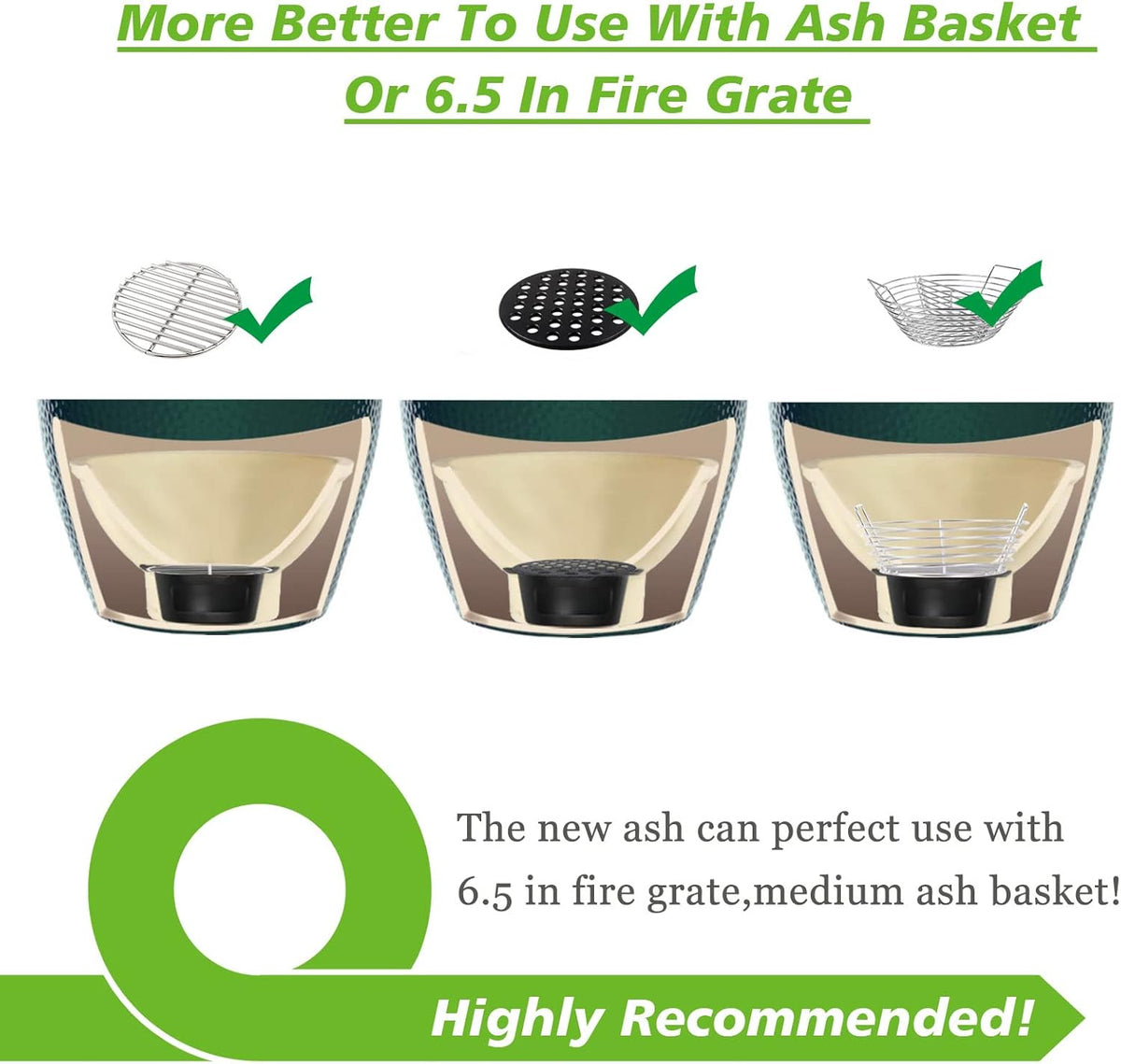 KAMaster Cast Iron Ash Can with Handle for Medium Big GreenEggs,Charcoal Ash Pot Green Egg Accessories Must