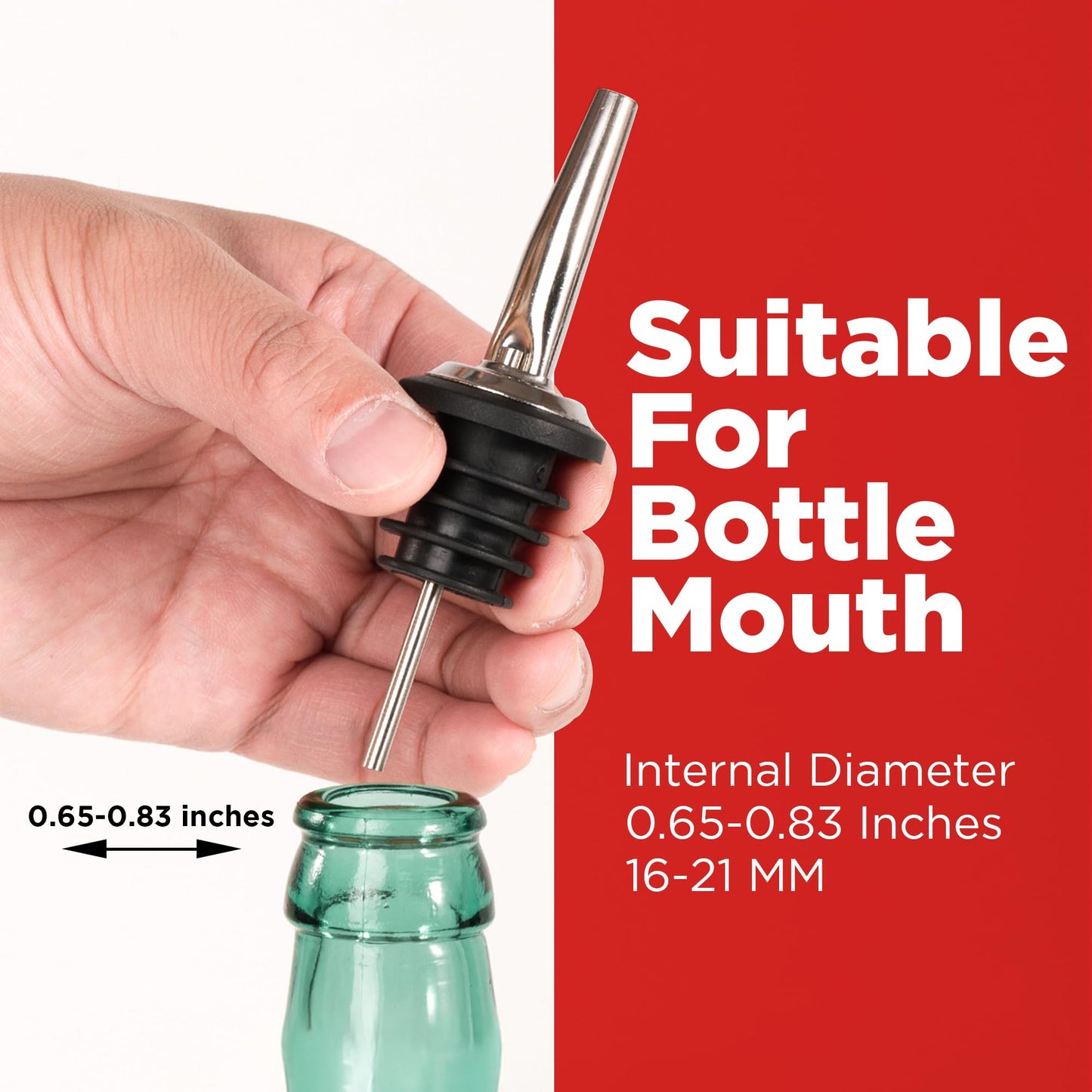 48 Pack Stainless Steel Bottle Pourers for Alcohol, Liquor, and Wine - Bar Accessories, Spouts for Bottles and Dispensers