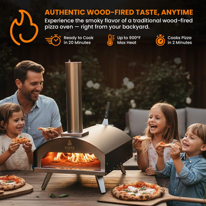 Stoke 13-Inch Wood Pizza Oven With Gas Burner, Peel, Rain Cover, and Cutter Included for Backyard, Camping, or Tailgating