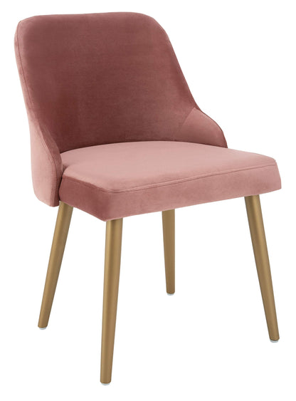 Safavieh Home Lulu Mid-Century Dusty Rose Velvet and Gold Dining Chair, Set of 2