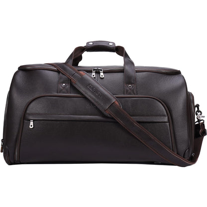 STAR VISTA Voyager-03 Luxury Convertible Garment Duffel Bag, Full Grain Pebbled Leather, Premium Canvas Lining, 22x12x12 Inch Carry-On, with Backpack Mode, Shoe Compartment