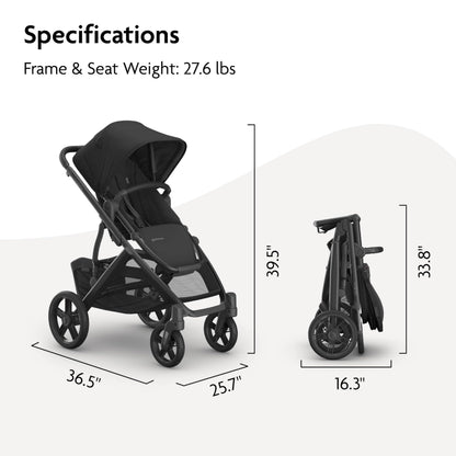 UPPAbaby Vista V3 Convertible Single-to-Double Stroller for Baby & Toddler, 30+ Configurations, Car Seat Compatible, All-Wheel Suspension, XL Basket – Jake (Charcoal/Carbon Frame)