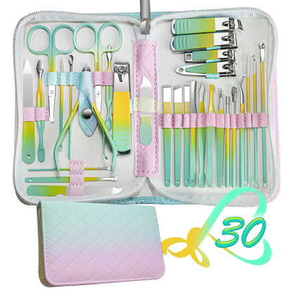 Manicure Set 30 in 1 Nail Clipper set, REDFLOW nail clippers, fingernail & toenail clippers, Manicure Tools, pedicure tools, Suitable for Travel Manicure Kit, Nail Set Kit With Everything Profe