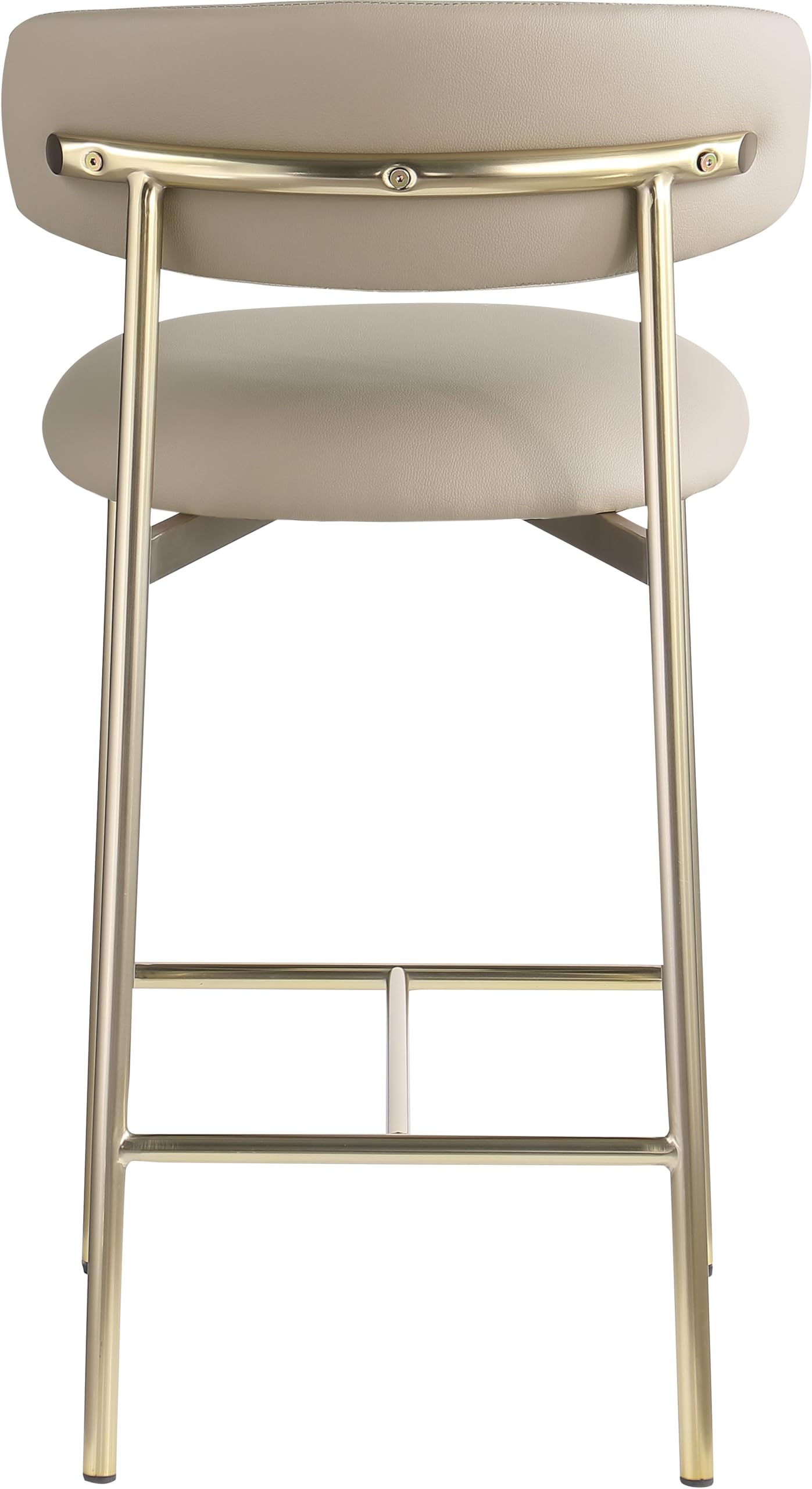Meridian Furniture 995Taupe-C Lupita Collection Modern | Contemporary Counter Stool with Soft Taupe Vegan Leather, Brushed Gold Metal Frame, 20.5" W x 19" D x 36" H, Taupe, Set of 2