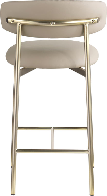 Meridian Furniture 995Taupe-C Lupita Collection Modern | Contemporary Counter Stool with Soft Taupe Vegan Leather, Brushed Gold Metal Frame, 20.5" W x 19" D x 36" H, Taupe, Set of 2