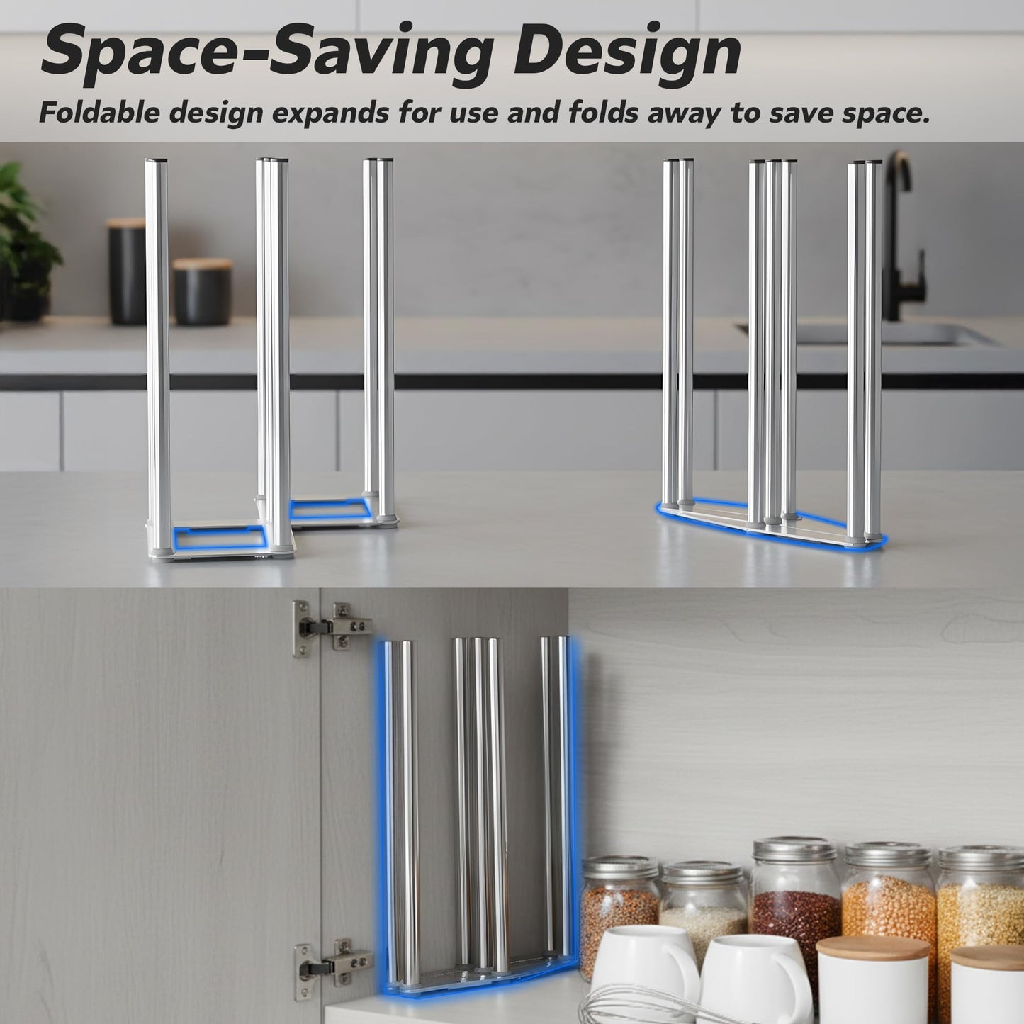 ANSOTHIN Water Bottle Drying Rack, Cup Drying Rack for Counter, Stainless Steel Tumbler Dryer Stand, Space-Saving Mug & Glass Drying Rack, Heavy-Duty Holder for Cups & Water Bottles (Silver – 7 Pegs)