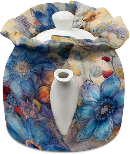Hippie Floral Tea Pots Cosy Cotton Kettle Dust Cover, Insulated Breakfast Pot Cover for Kitchen Tea Cozies