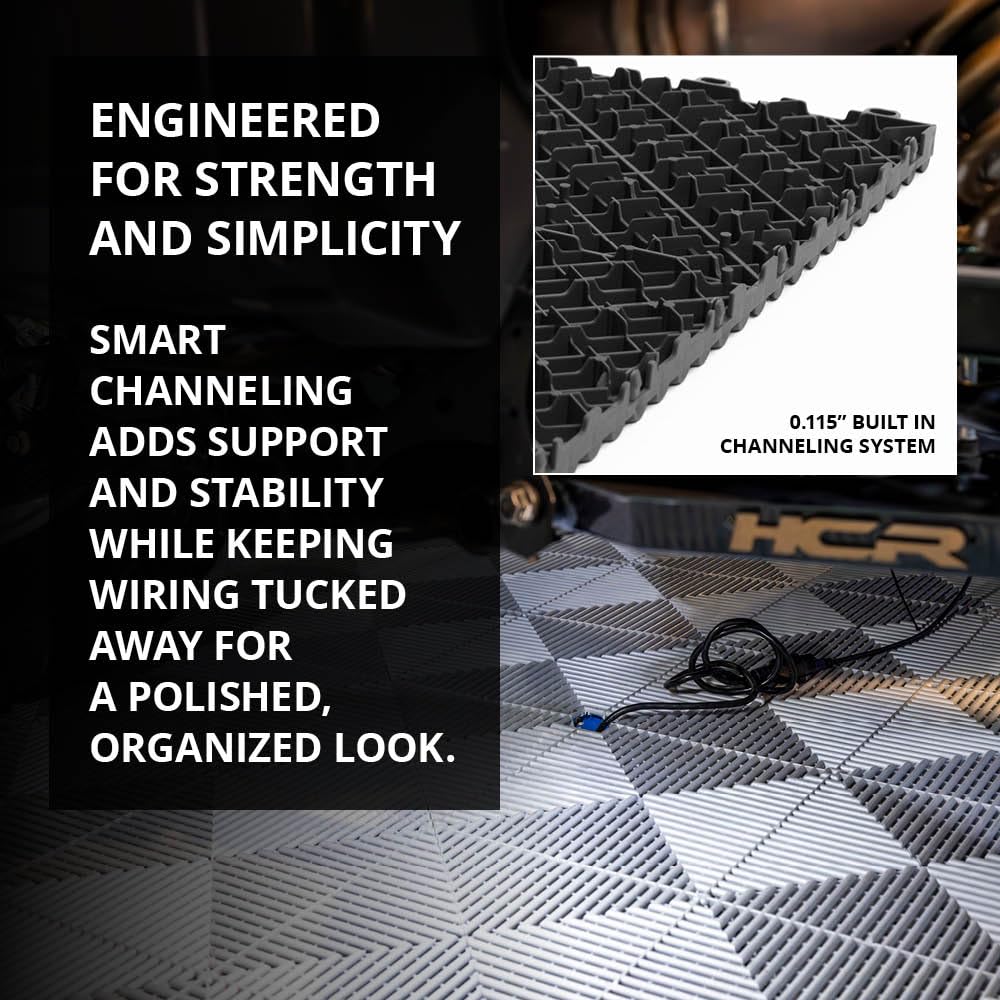 Swisstrax Ribtrax Smooth PRO Interlocking Garage Floor Tiles, 15.75 x 15.75-Inch, Slate Grey, 24 Piece Set