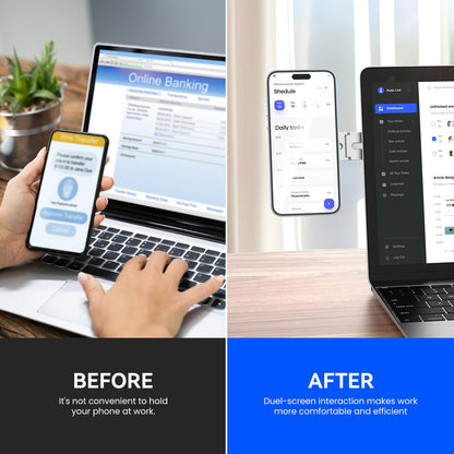 Magnetic Phone Holder for Laptop for MagSafe for iPhone 17/16/15/14/13/12 & All Phones, 180°Adjustable Phone Side Mount for Computer Monitor for Tesla, Desktop Cell Phone Bracket, Gray