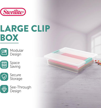 Sterilite 24-Pack Clip Box | Stackable Clear Plastic Storage Bins with Latching Lids - Ideal for Arts, Crafts & Office Organization