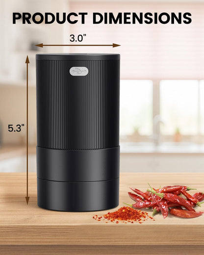KINGTOP Electric Grinder, Automatic Zinc Alloy Spice Mill, One-Handed Operation, Dual Grind Modes: Flip for Fine or Upright for Coarse