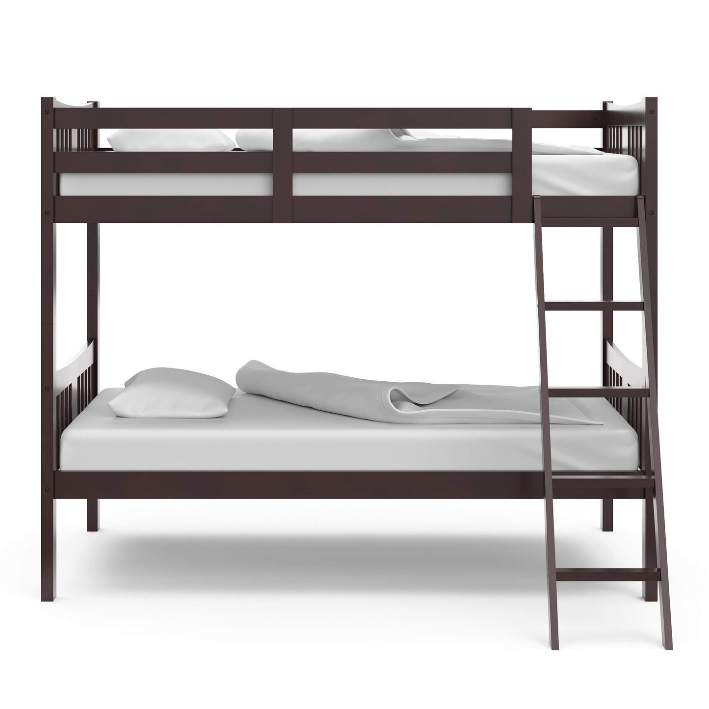 Storkcraft Caribou Bunk Bed Twin Over Twin Bunk Bed (Espresso) - GREENGUARD Gold Certified, Twin Bunk Beds for Kids, Converts to 2 Individual Twin Beds, Bunk Beds for Kids