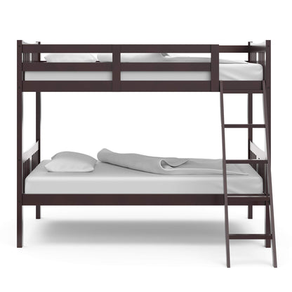 Storkcraft Caribou Bunk Bed Twin Over Twin Bunk Bed (Espresso) - GREENGUARD Gold Certified, Twin Bunk Beds for Kids, Converts to 2 Individual Twin Beds, Bunk Beds for Kids
