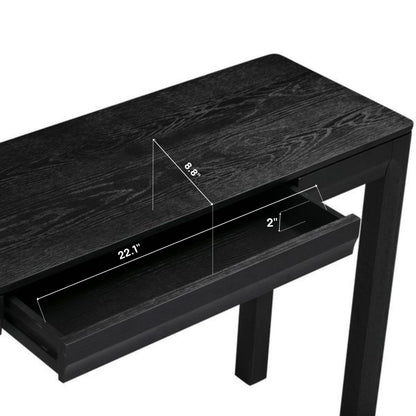 NTC Flow 47-Inch Console Table, Modern Solid Wood Entryway Table with Hidden Drawer, Waterproof & Heat Resistant, Narrow Table for Hallway, Living Room & Foyer, Burnt Black