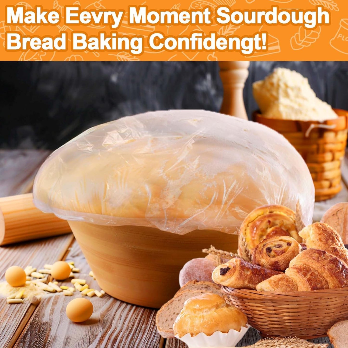 100PCS Bowl Covers for Bread Proofing, Reusable Elastic Plastic Bowl Covers for Bread Rising, Storage Containers