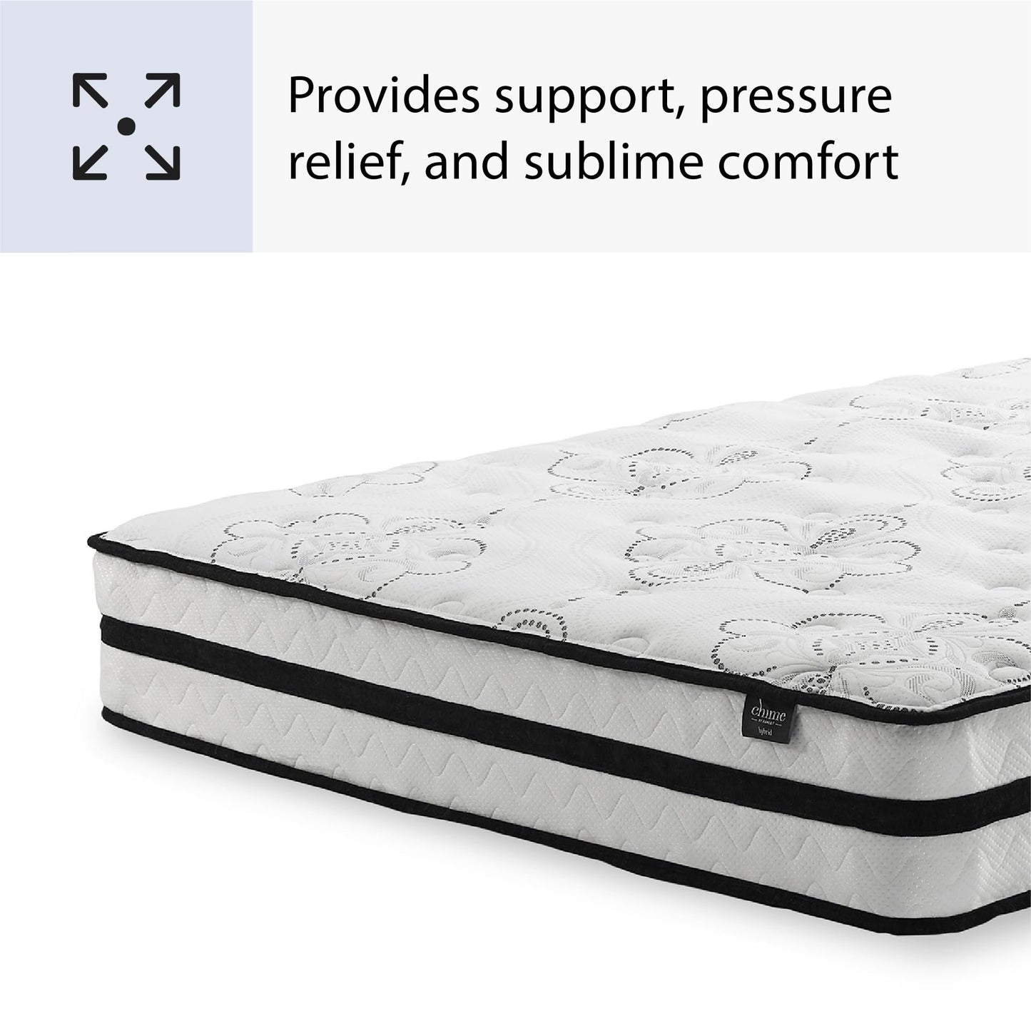 Signature Design by Ashley King Size Chime 10 Inch Medium Firm Hybrid Mattress with Cooling Gel Memory Foam for Pressure Relief, Fiberglass-Free, Mattress In A Box