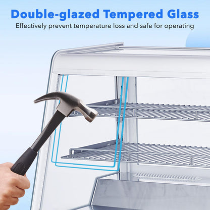 Garvee Commercial Refrigerated Display Case 8.1 Cu.Ft. Countertop Pastry Display, Air Cooling with Automatic Defrost & LED Lighting, Rear Sliding Door for Cakes, Desserts in Bakery or Cafe