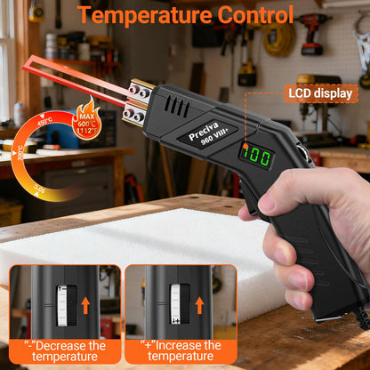 Preciva Hot Knife Foam Cutter with Digital Display, Electric Foam Cutting Tool Kit, Pure Copper Base, 20 Adjustable Temperatures with Overheat Protection, Ideal for PE Foam, XPS, Rope, Fabric, DIY