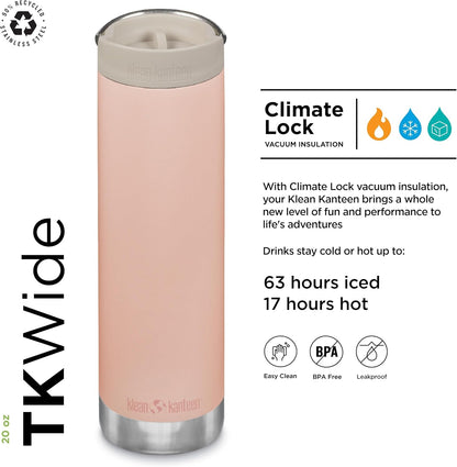 20oz Klean Kanteen TKWide Insulated Coffee Tumbler with Caf Cap - Peach Parfait