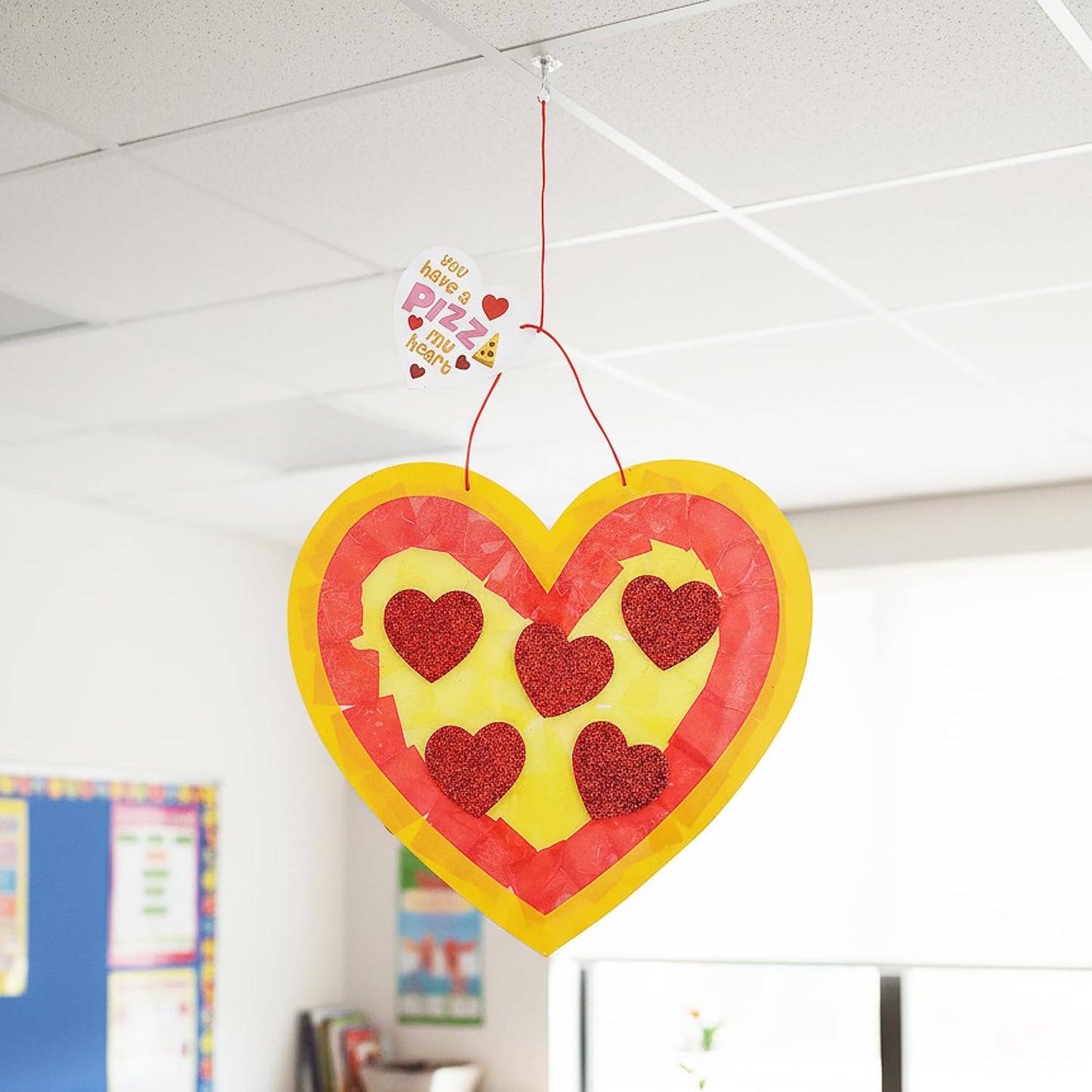 Valentine Heart Pizza Tissue Paper Craft Kit – 12 Sets - Perfect for Classroom Parties, After-School Activities & Valentine’s Day Fun