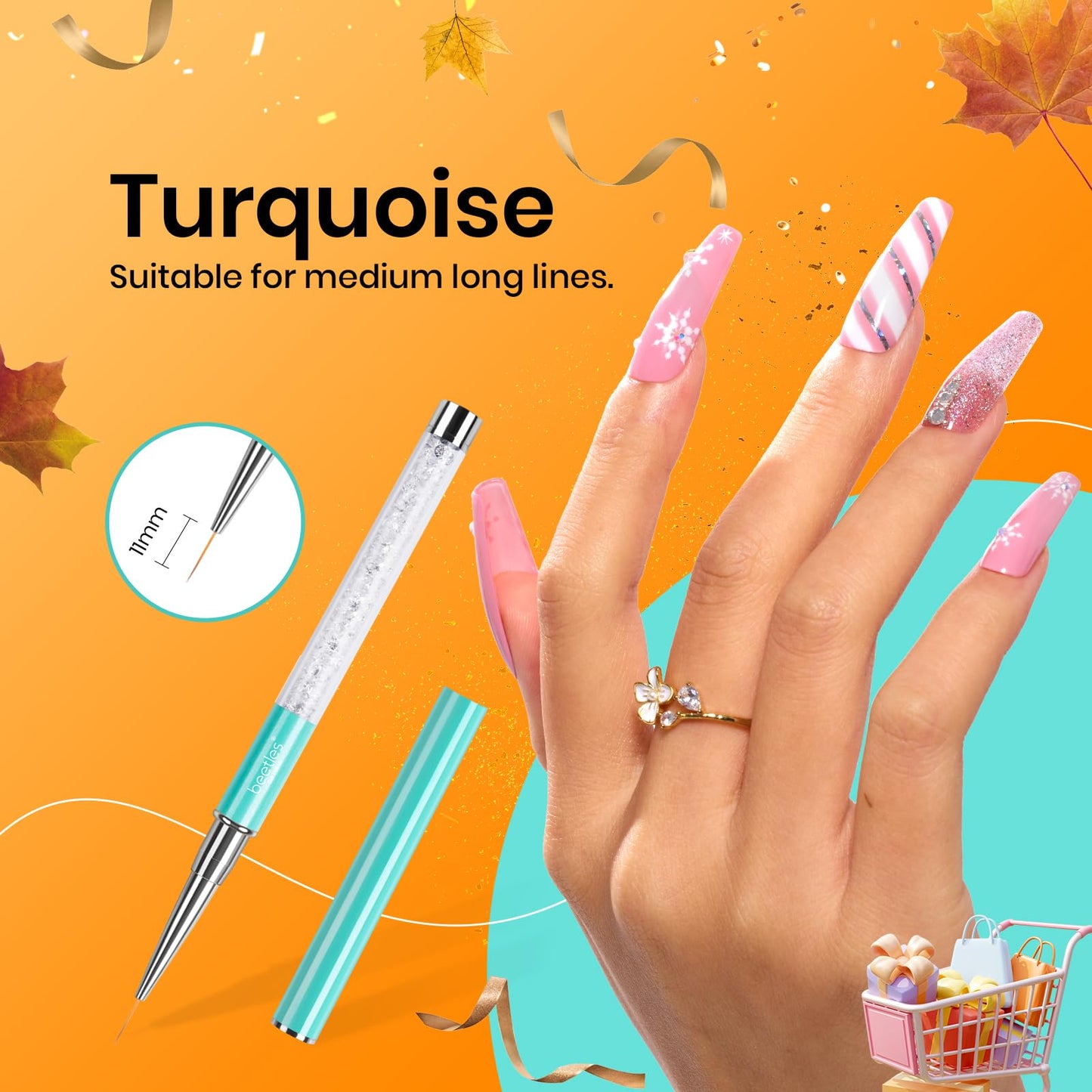 Beetles 31pcs Nail Art Brushes, Dotting Tools, Nail Art Pens, Dust Brush, Striping Liner Fingernail Drawing Pens with Palette Holder All in One for Starter Manicure Design Set
