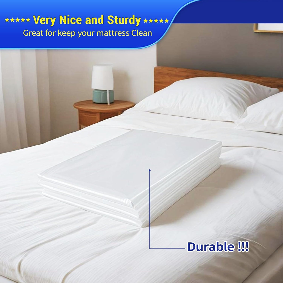 Queen Size Mattress Bag - Heavy-Duty Plastic Protector Cover for Moving | 1PK