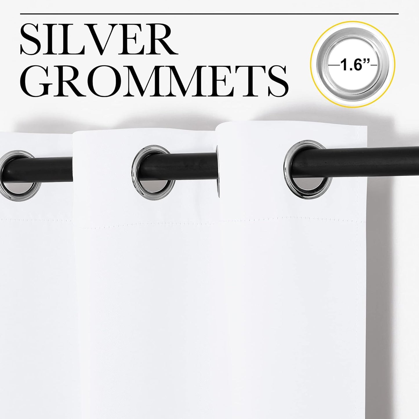 NICETOWN White Lightweight Curtain Panels - Non-Blackout Drapes for Bedroom & Dining Room | Set of 2, 42" W x 48" L