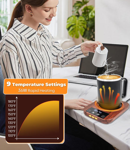 Coffee Mug Warmer - Candle Warmer, 9 Temp Coffee Cup Warmer for Desk Auto Shut Off, 1-12H Timer Smart Electric Beverage Warmer, Candle Warmer Plate Candle Melter, Heated Coffee Mug, Charging Coaster