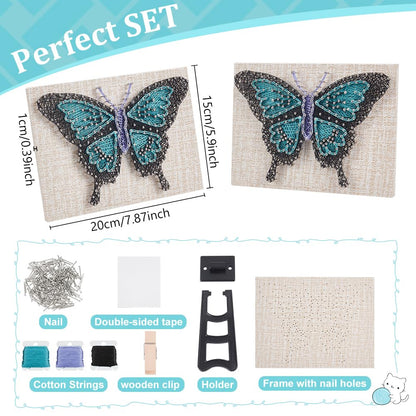 WEBEEDY DIY Blue Butterfly String Art Kit for Adults Beginners 3D Animal String Art Crafts Kit,Arts Crafts Kit Include All Necessary Accessories and Frame,Home Wall Decor Christmas Unique Gift