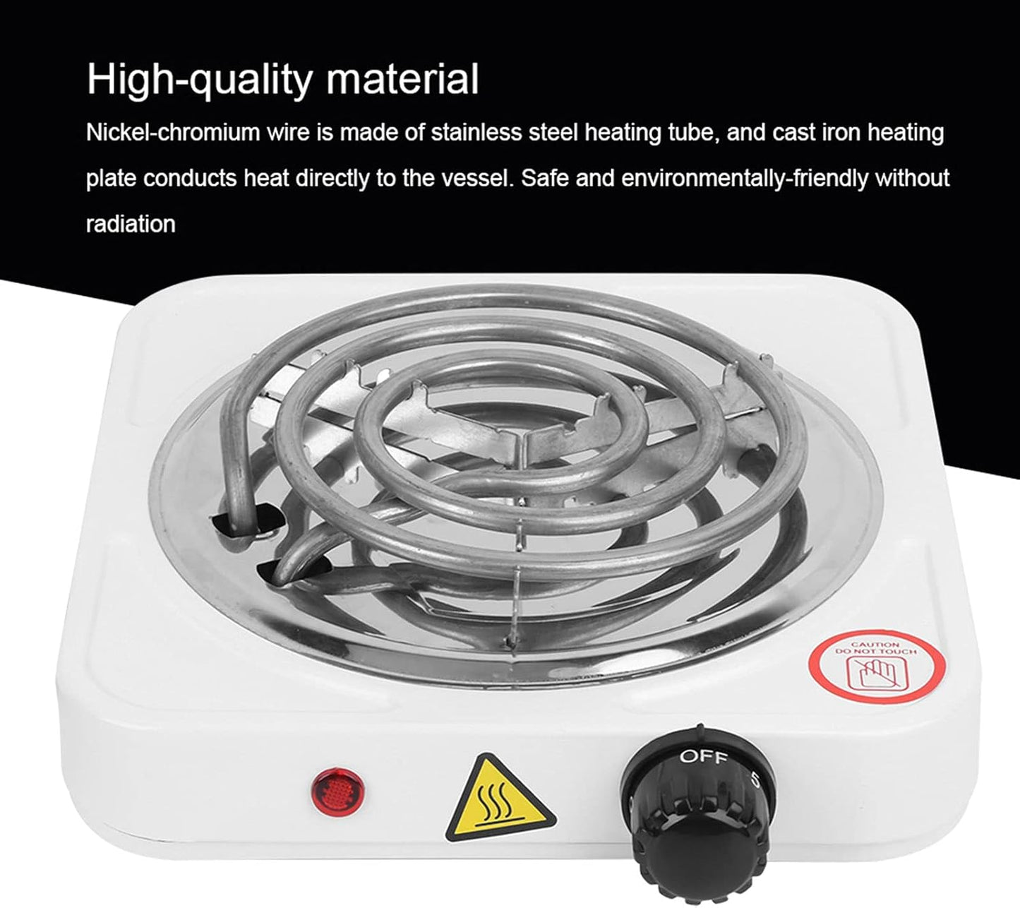 Electric Single 1000W Stainless Steel Portable Hot Plate, Adjustable Temperature for Home and Office