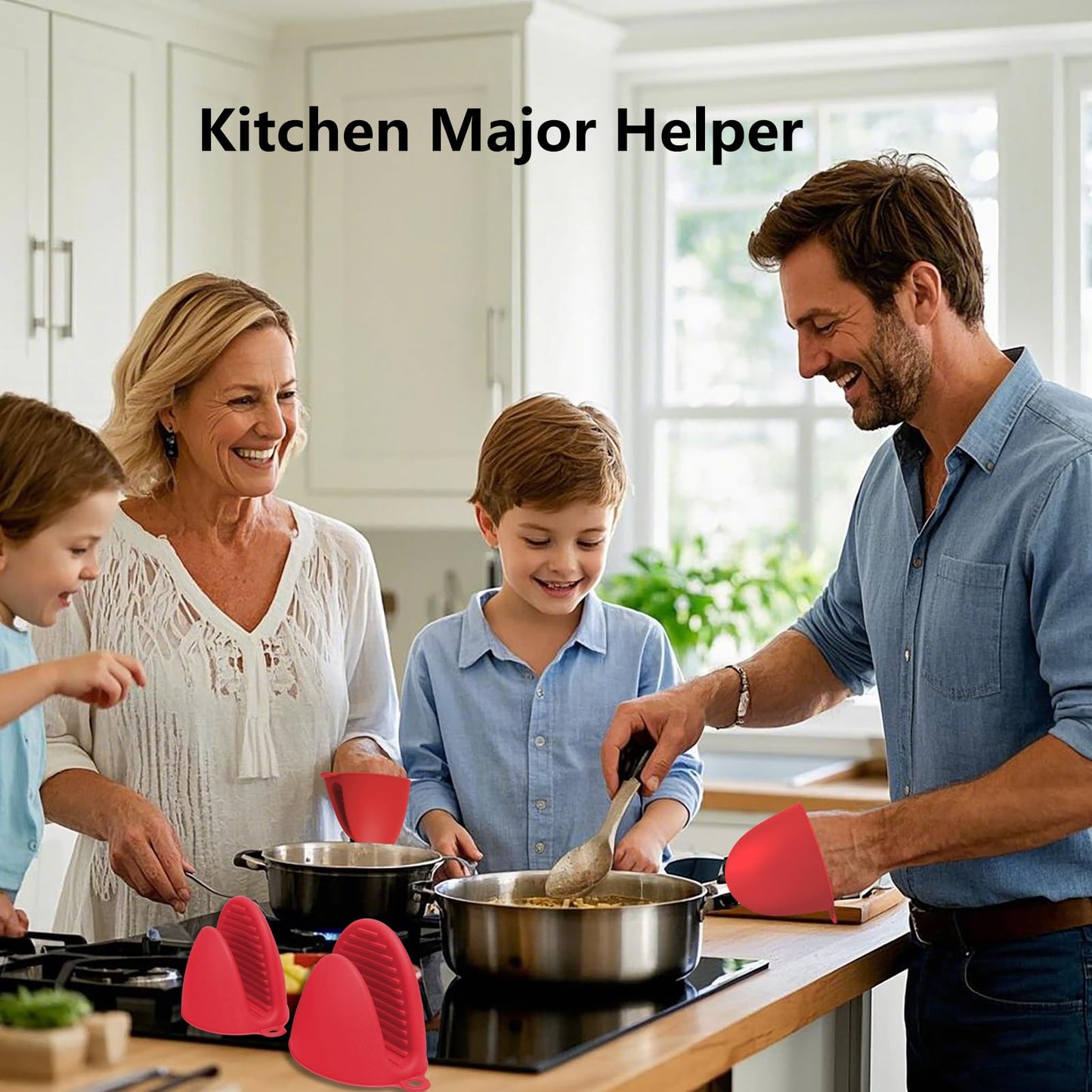 Silicone Oven Mitts Heat Resistant Pot Holder Set for Kitchens, 3 Pair Mini Cute Kitchen Mittens Silicone Pinch Grip, ChufanMomsil Small Short Oven Rubber Gloves for Air Fryer, Baking, Colorful
