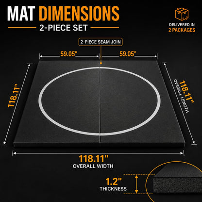Wrestling Mat, 10x10ft Roll-Up Home Gym Flooring, 1.2 inch Professional XPE Foam Grappling Mat with Non-Slip Lychee Texture for BJJ, MMA, Judo, Gymnastics & Yoga