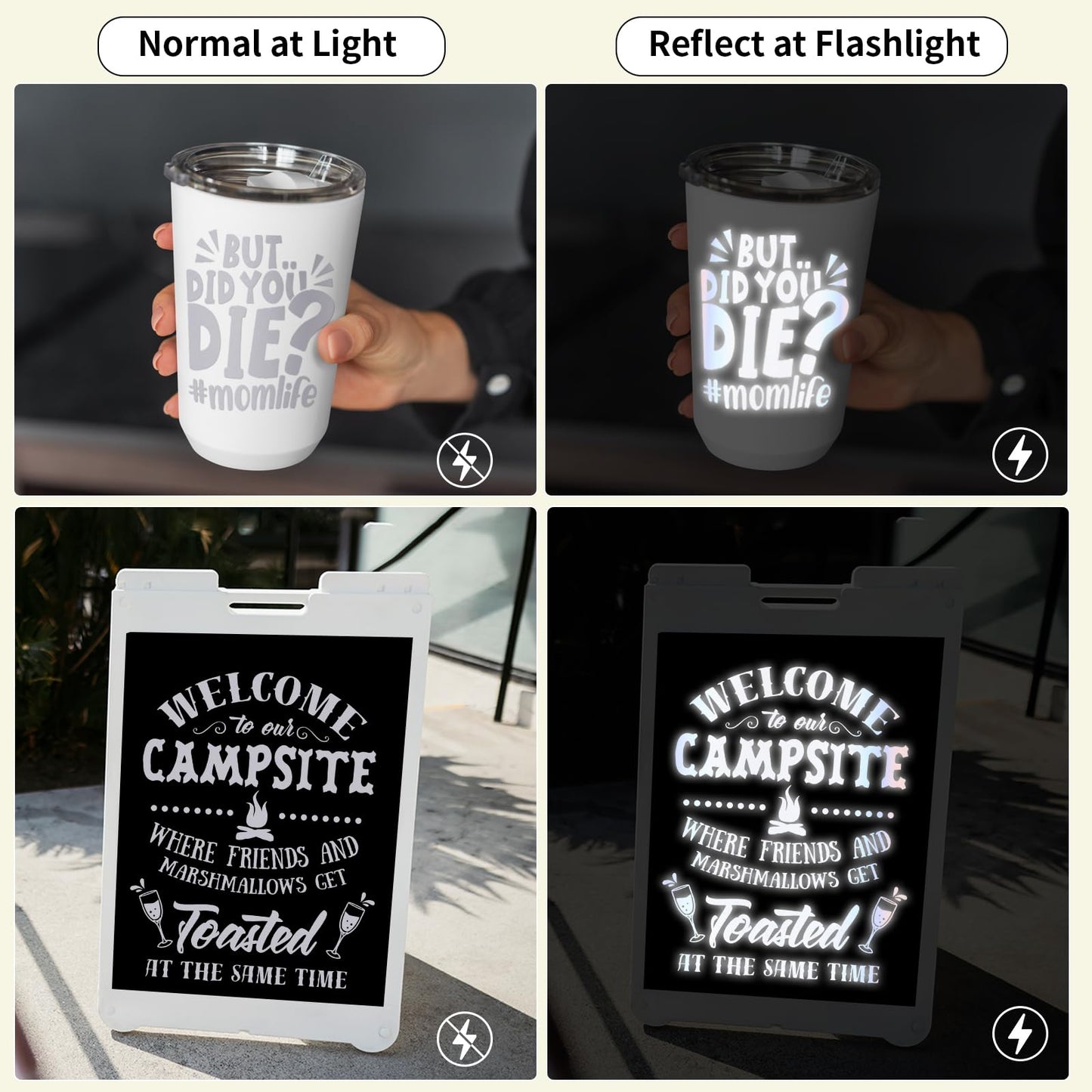 VINYL FROG Reflective Silver Adhesive Vinyl 12 inches x 6 FT Roll, Flashlight Sensitive Craft Vinyl for Decals, Cars, Bikes, Motorcycles, Helmets, Mailbox, Reflective Tape Roll