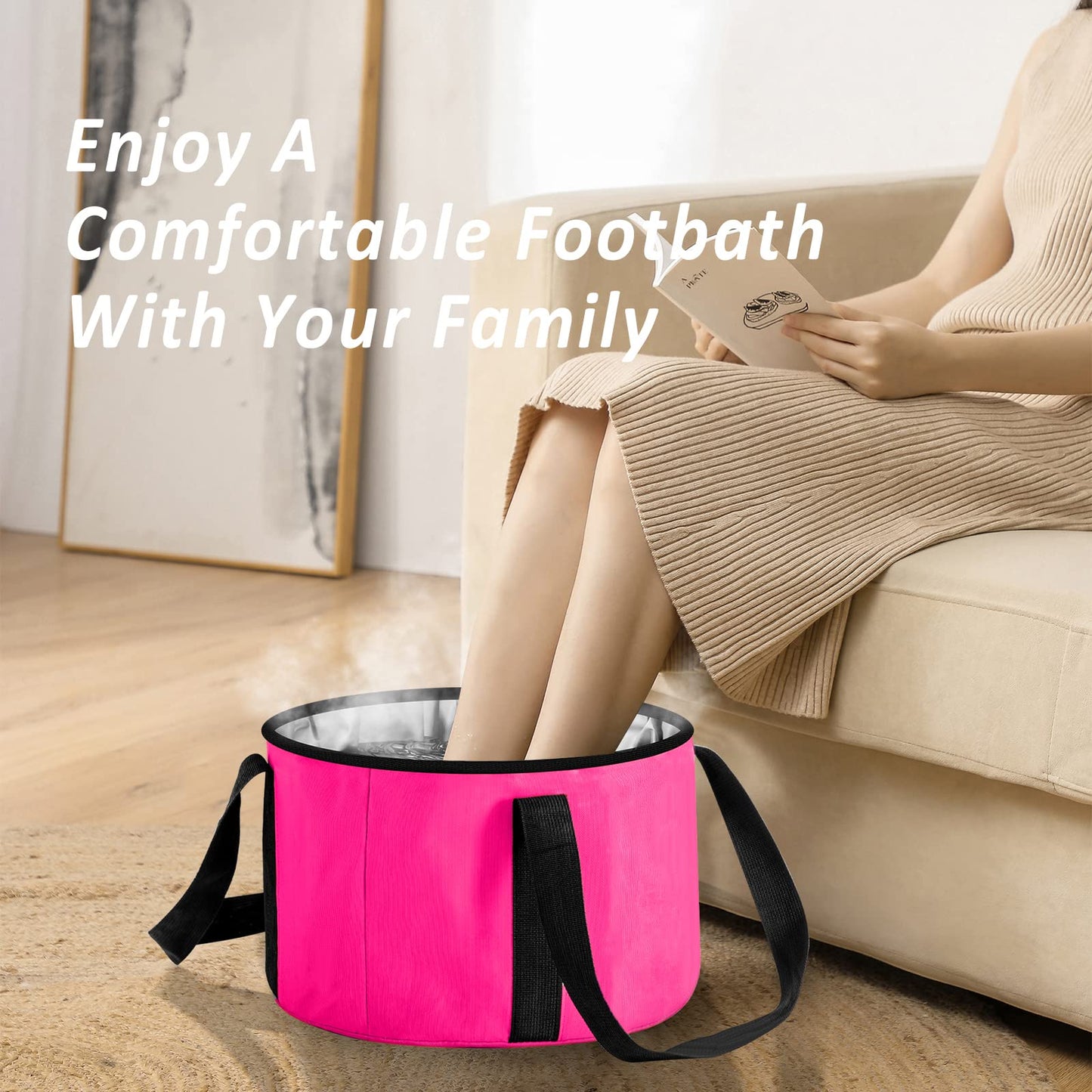 Foot Bath Basin 20L Collapsible Bucket, Portable Foot Soak Tub Feet Soaking Bucket for Outdoor Travel, Camping, Fishing(Black)