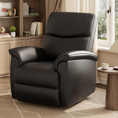 Garvee Power Swivel Recliner Chair, PU Leather Electric Reclining Armchair with Free Position, 270 Degree Swivel, 38.6 in Wide Seat, 350 Lb Capacity, Single Sofa for Living Room Bedroom,Black