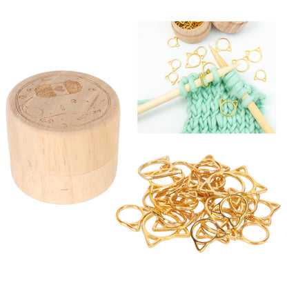 Cat Ear Knitting Stitch Markers, 30Pcs Household Cat Shape Crochet Stitch Markers Gold DIY Handcraft Plating Cute Stitch Marker Rings for Knitting Crochet Craft DIY Jewelry Making