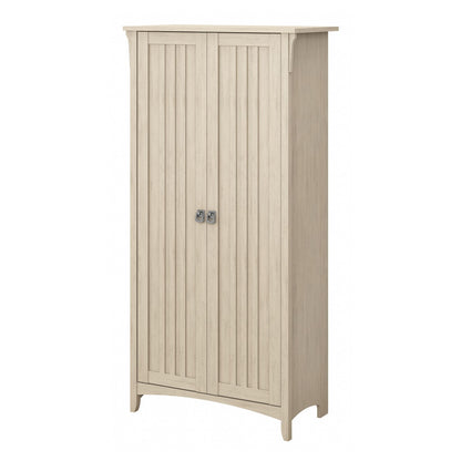 Bush Furniture Salinas Tall Storage Cabinet with Doors in Antique White, Office Storage Unit, Organizer for Home or Workspace, Adjustable Shelving